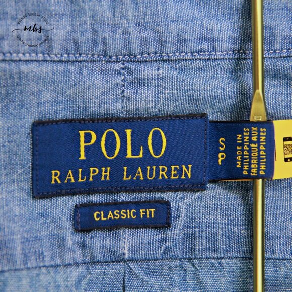 Polo Ralph Lauren Vintage Denim Chambray Pony Western Blaire Shirt Blue Men SP - Picture 7 of 7